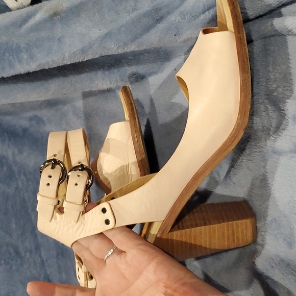 Rag & bone peach pink leather peep toe stacked heel - Picture 10 of 10